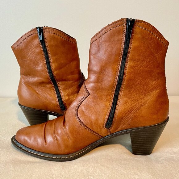 Rieker - Western-style Tan Leather Ankle Boots - Picture 3 of 9